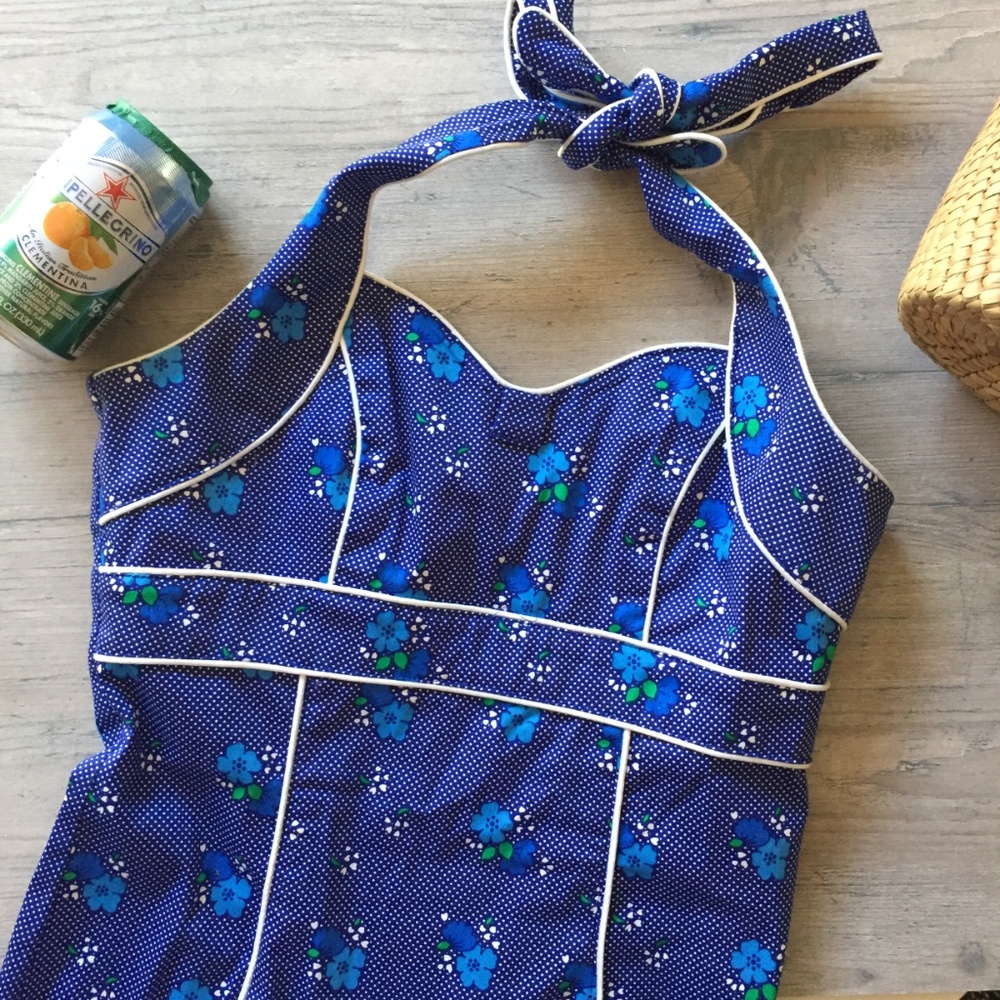Voodoo Vixen Blue Flower Print Wiggle Dress